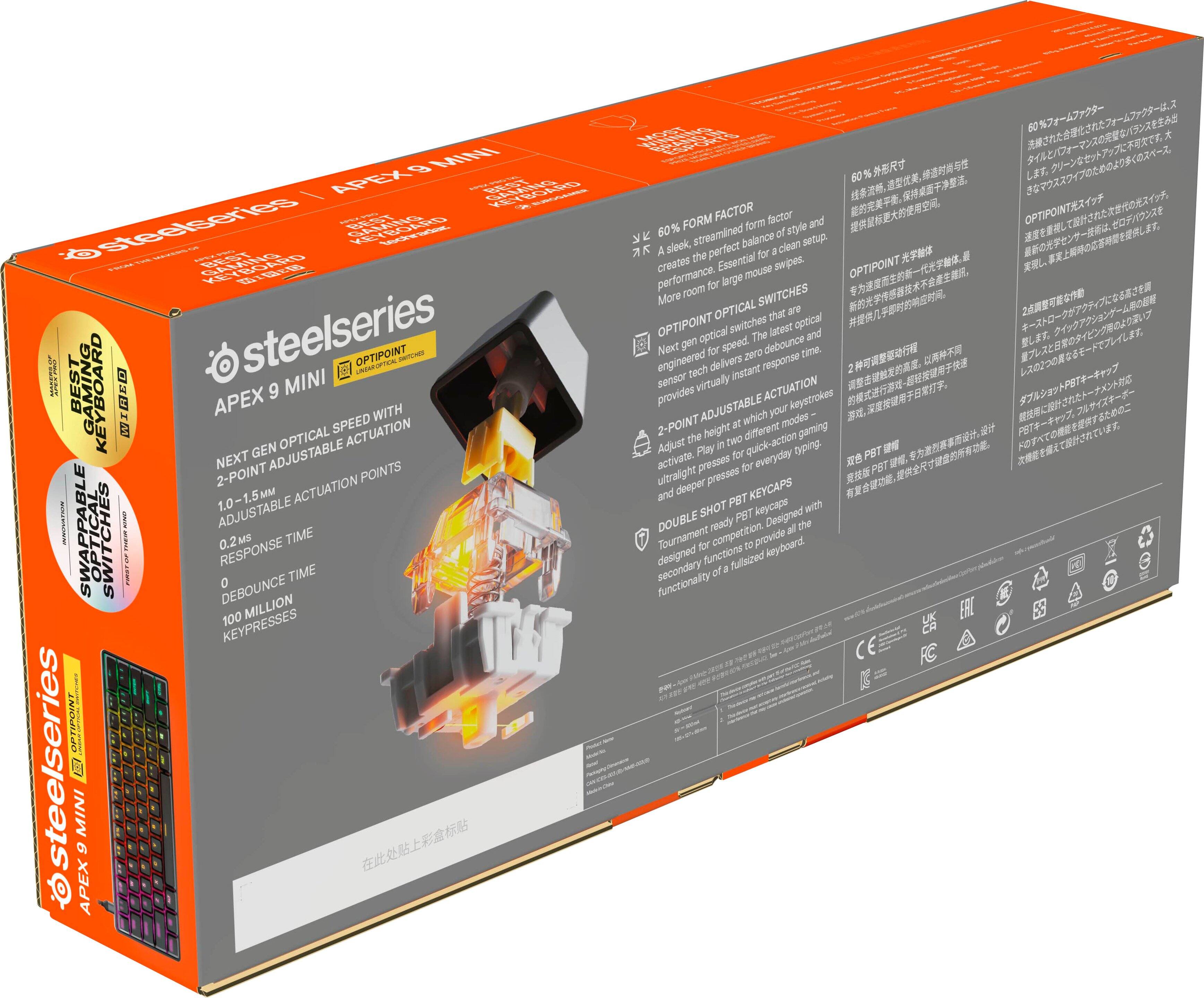 SteelSeries Apex 9 Mini 60% Wired OptiPoint Adjustable Actuation