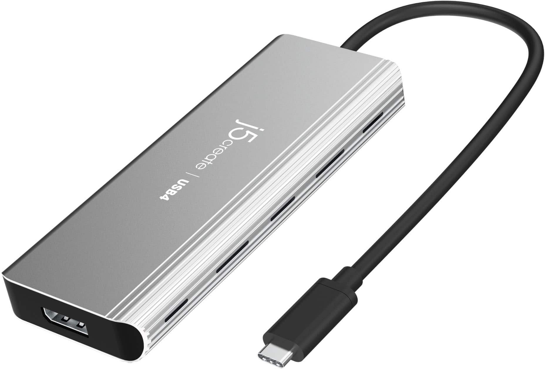 Angle. j5create - USB4 Dual 4K Multi-Port Hub - Space Gray/Black.