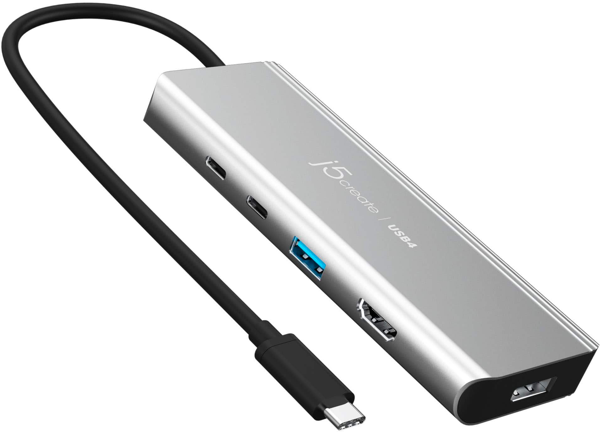 Front. j5create - USB4 Dual 4K Multi-Port Hub - Space Gray/Black.