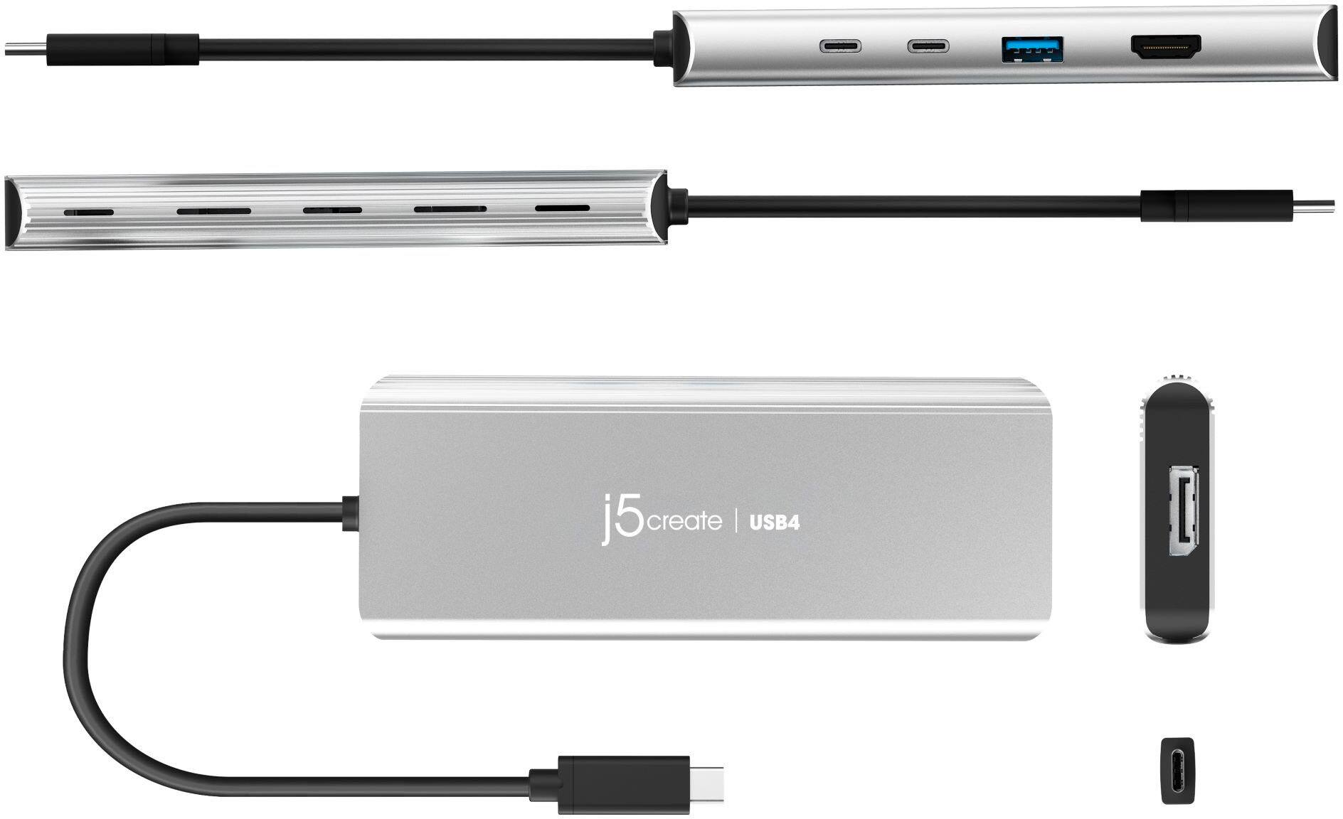 Left. j5create - USB4 Dual 4K Multi-Port Hub - Space Gray/Black.