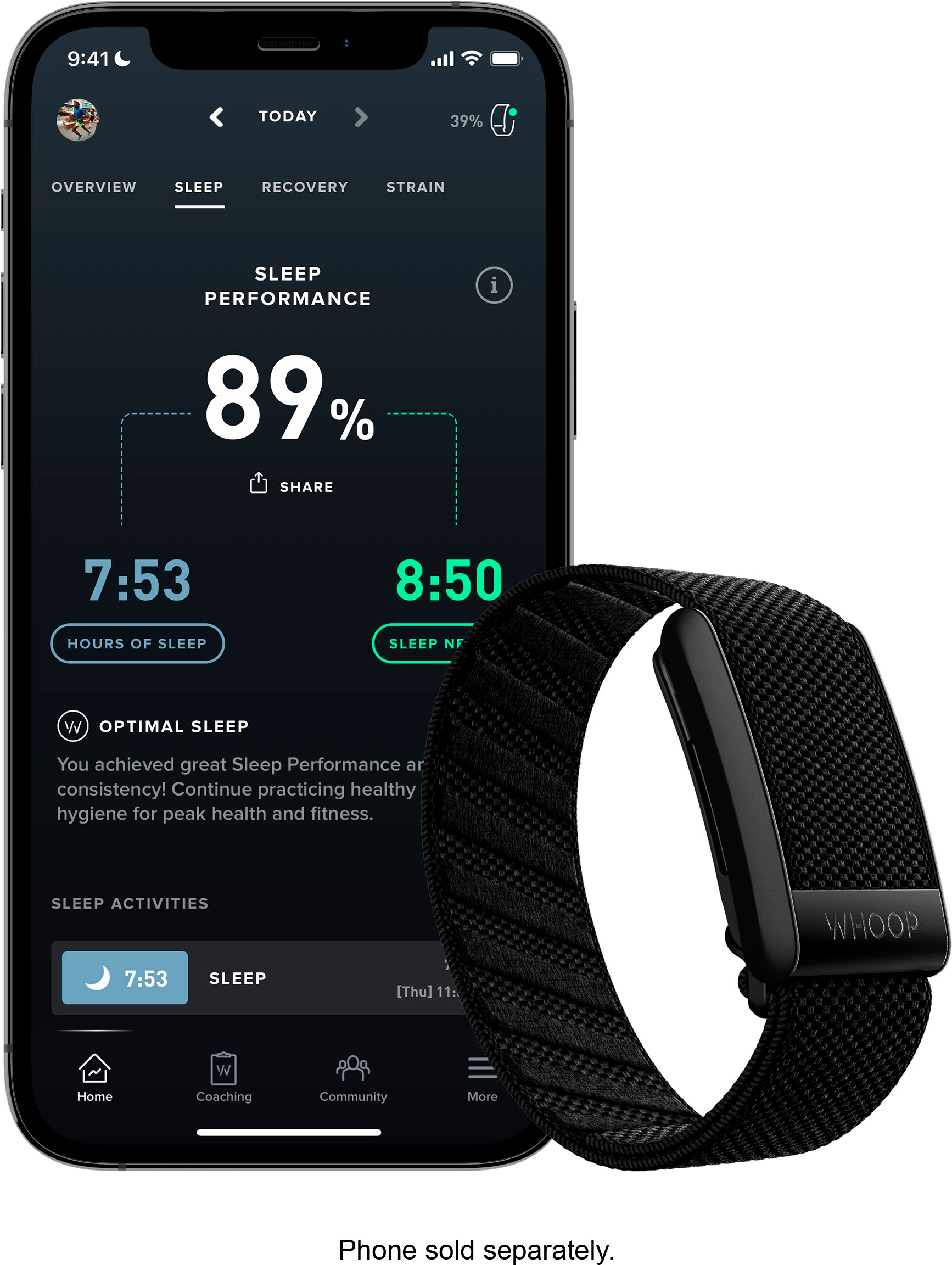 WHOOP 4.0 Health and Fitness Tracker with 12 Month Subscription Onyx  973-001-000 - Best Buy