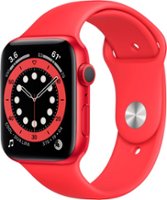 Geek Squad Certified Refurbished Apple Watch Series 6 (GPS) 44mm Aluminum Case with Red Sport Band - (PRODUCT)RED - Front_Zoom
