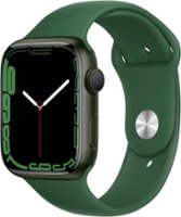 Geek Squad Certified Refurbished Apple Watch Series 7 (GPS) 45mm Green Aluminum Case with Clover Sport Band - Green - Front_Zoom