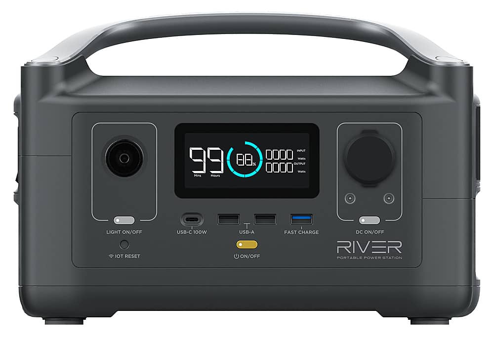 Front. EcoFlow - RIVER Portable Power Station - Black.