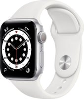 Geek Squad Certified Refurbished Apple Watch Series 6 (GPS) 40mm Silver Aluminum Case with White Sport Band - Silver - Front_Zoom