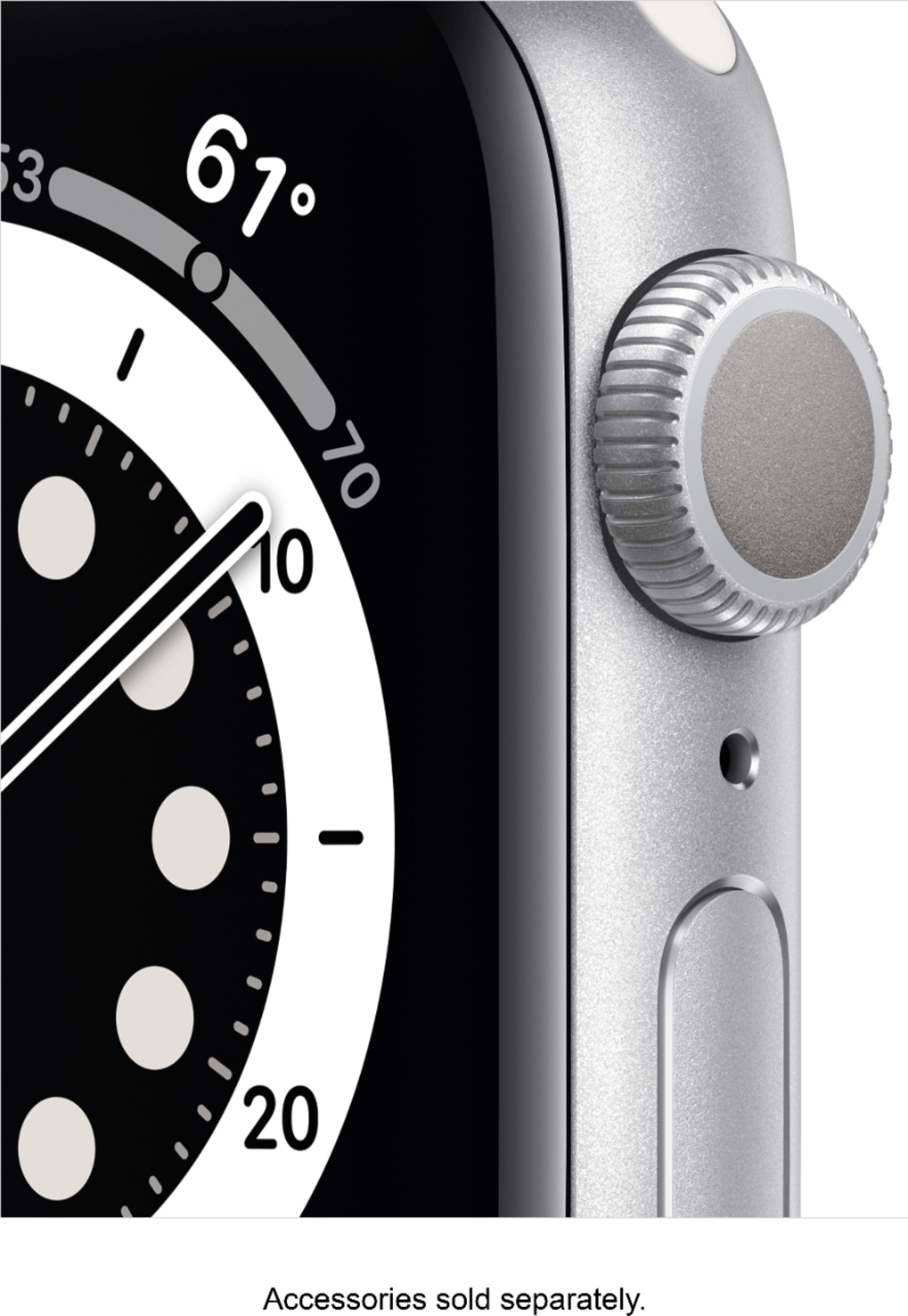 Alt View 11. Apple - Geek Squad Certified Refurbished Apple Watch Series 6 (GPS) 40mm Silver Aluminum Case with White Sport Band - Silver.