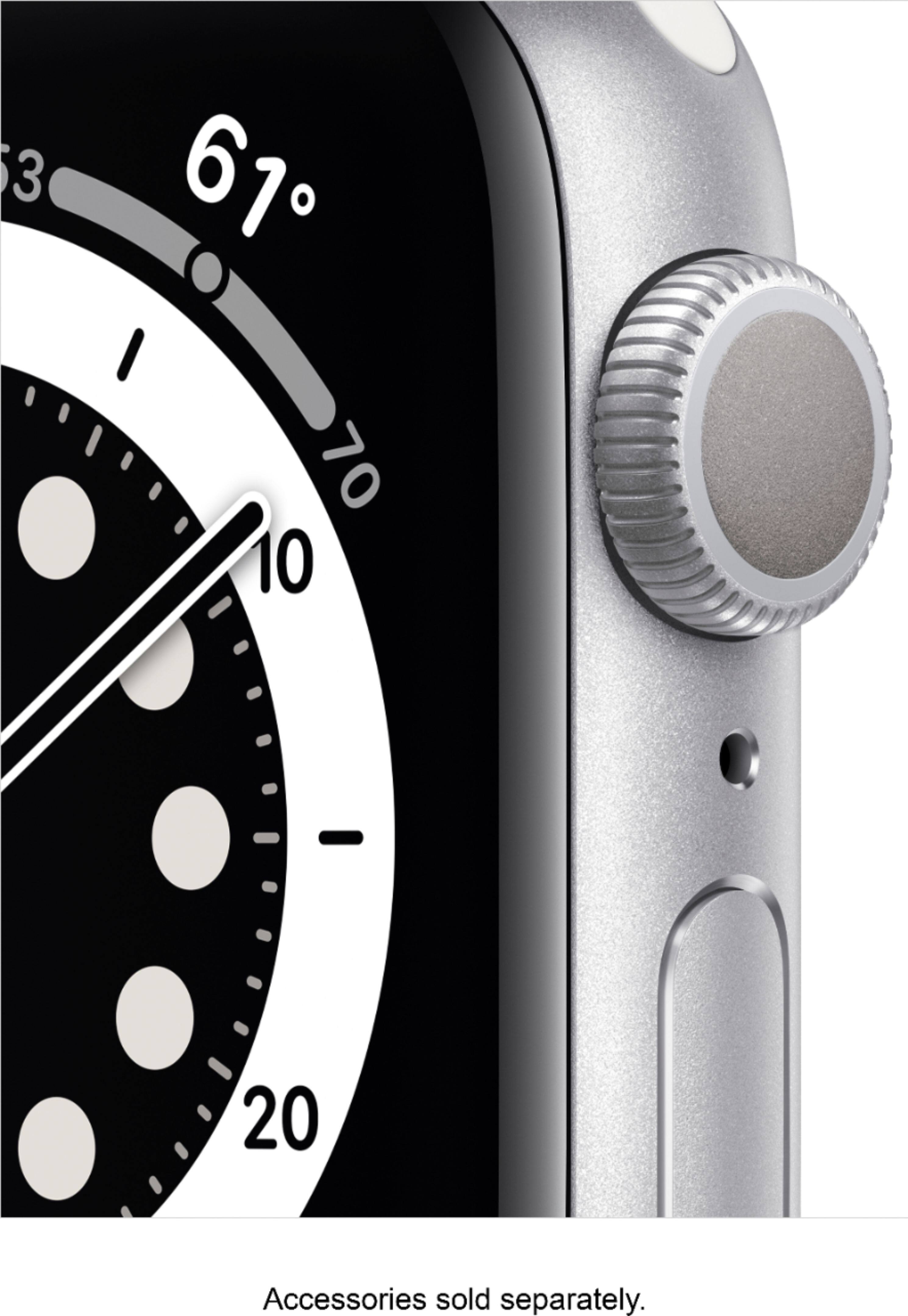 Alt View 11. Apple - Geek Squad Certified Refurbished Apple Watch Series 6 (GPS) 40mm Silver Aluminum Case with White Sport Band - Silver.