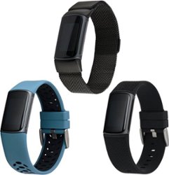 WITHit - Fitbit Charge 5 & 6 3-pack (black mesh, bluestone sport and black woven) - Woven Black/Bluestone/Black - Angle_Zoom