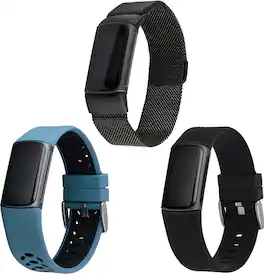 WITHit - Fitbit Charge 5 & 6 3-pack (black mesh, bluestone sport and black woven) - Woven Black/Bluestone/Black