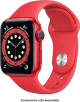 Geek Squad Certified Refurbished Apple Watch Series 6 (GPS) 40mm (PRODUCT)RED Aluminum Case with (PRODUCT)RED Sport Band - (PRODUCT)RED - Front_Zoom