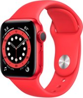 Geek Squad Certified Refurbished Apple Watch Series 6 (GPS) 40mm (PRODUCT)RED Aluminum Case with (PRODUCT)RED Sport Band - (PRODUCT)RED - Front_Zoom