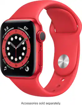 Apple Geek Squad Certified Refurbished Watch Series 6 (GPS) 40mm Aluminum Case with Sport Band - (PRODUCT)RED - (2020)