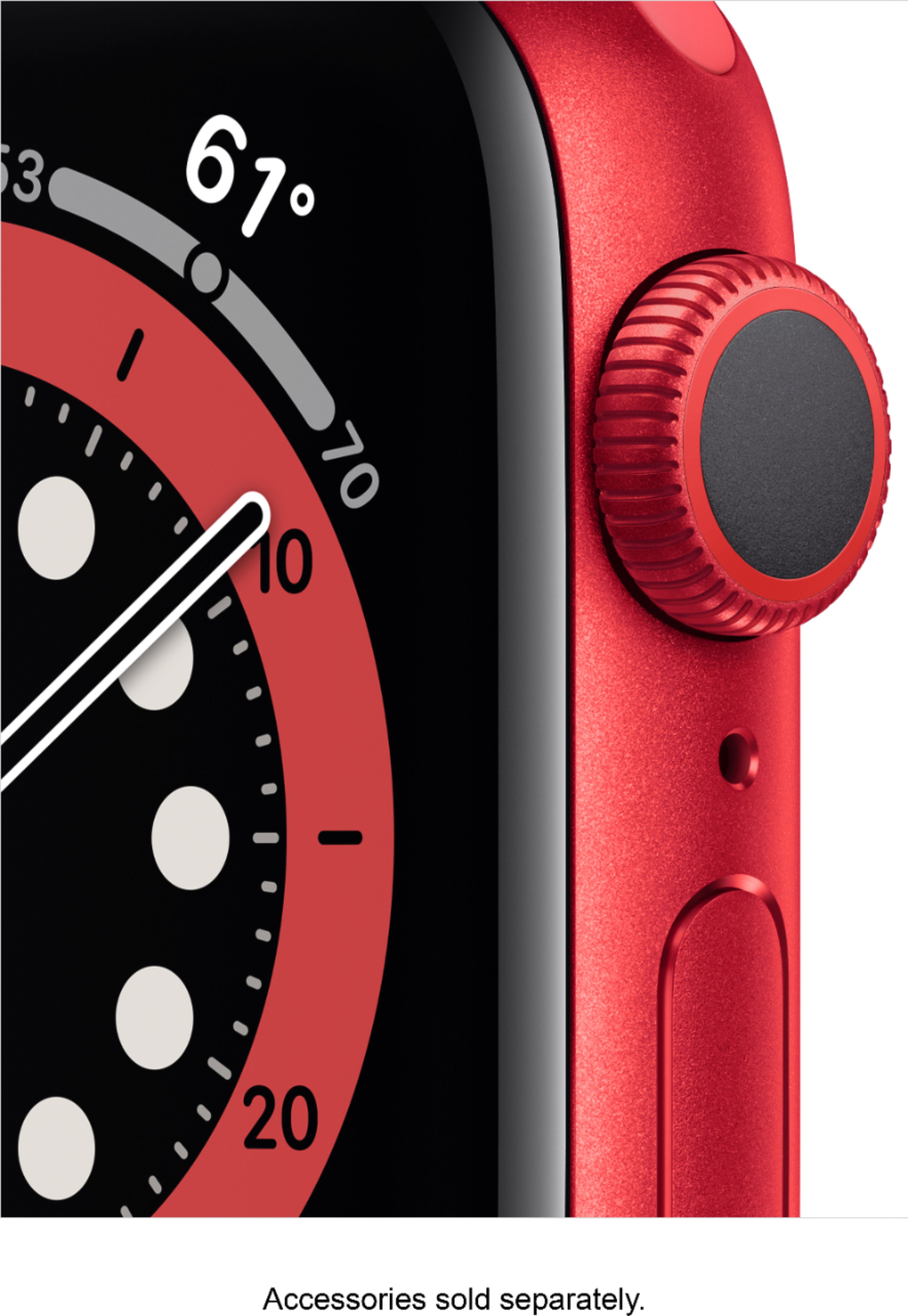 Alt View 11. Apple - Geek Squad Certified Refurbished Apple Watch Series 6 (GPS) 40mm (PRODUCT)RED Aluminum Case with (PRODUCT)RED Sport Band - (PRODUCT)RED.