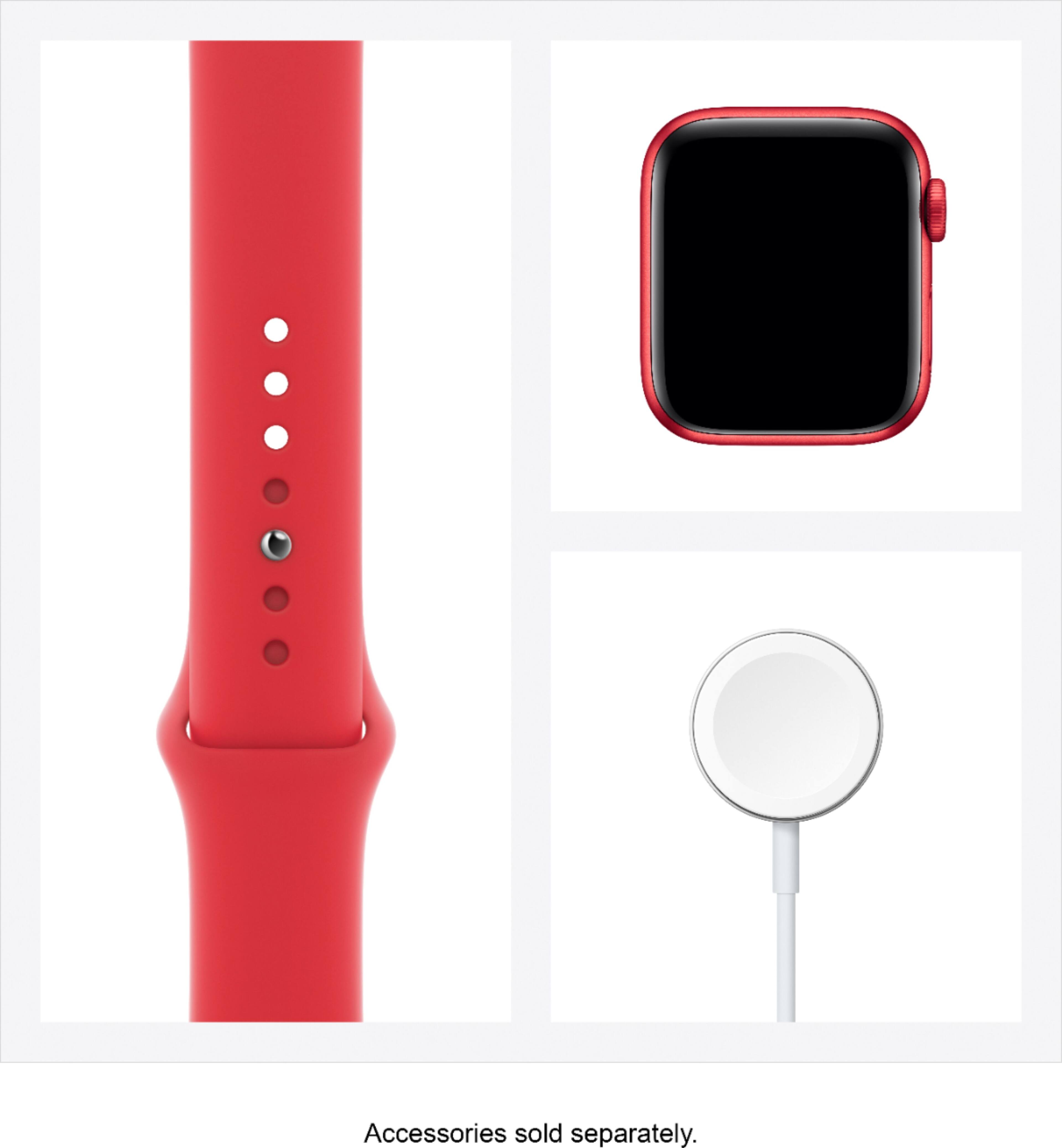 Alt View 15. Apple - Geek Squad Certified Refurbished Apple Watch Series 6 (GPS) 40mm (PRODUCT)RED Aluminum Case with (PRODUCT)RED Sport Band - (PRODUCT)RED.