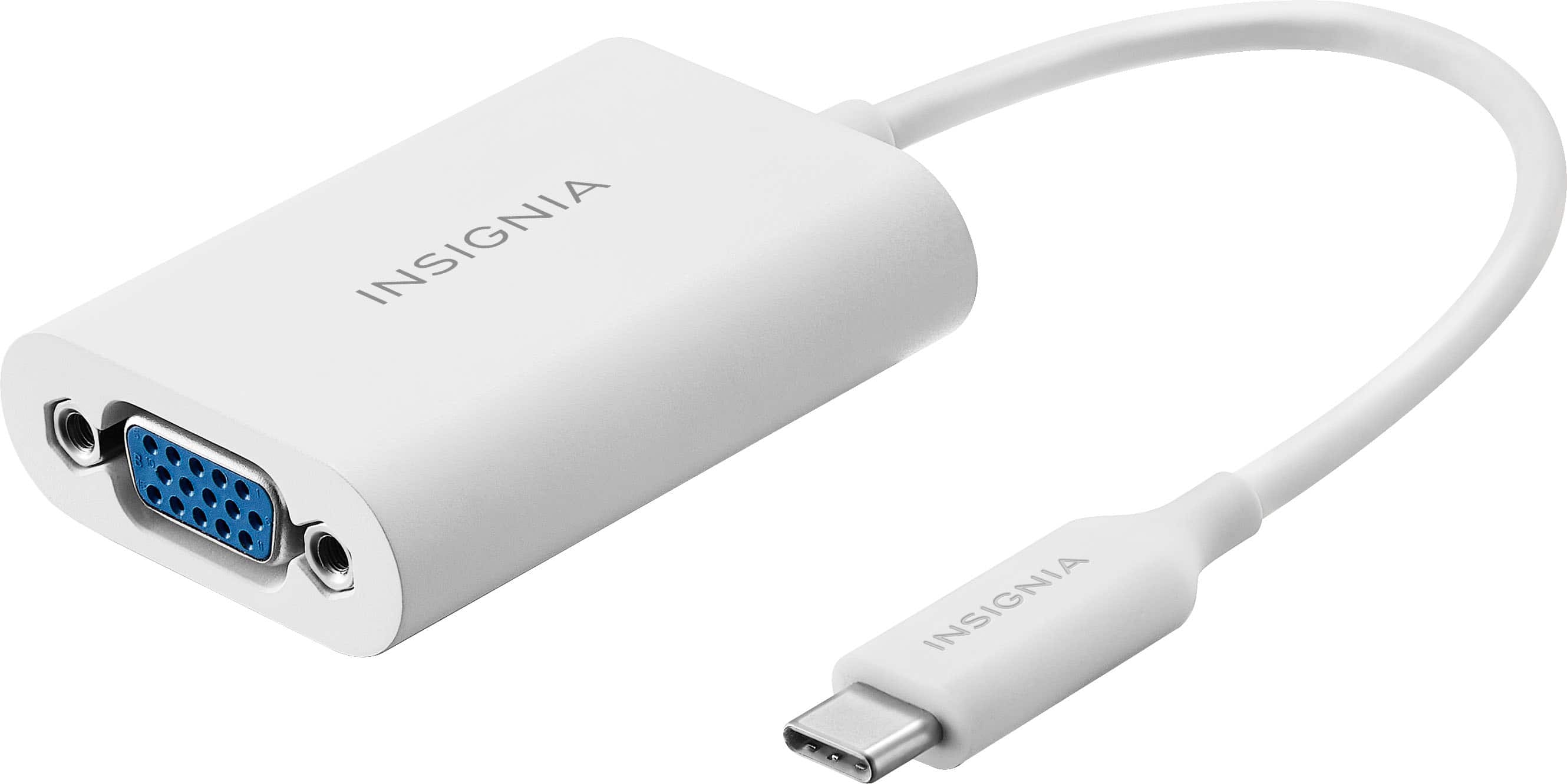Front. Insignia™ - USB-C-to-VGA Adapter - White.