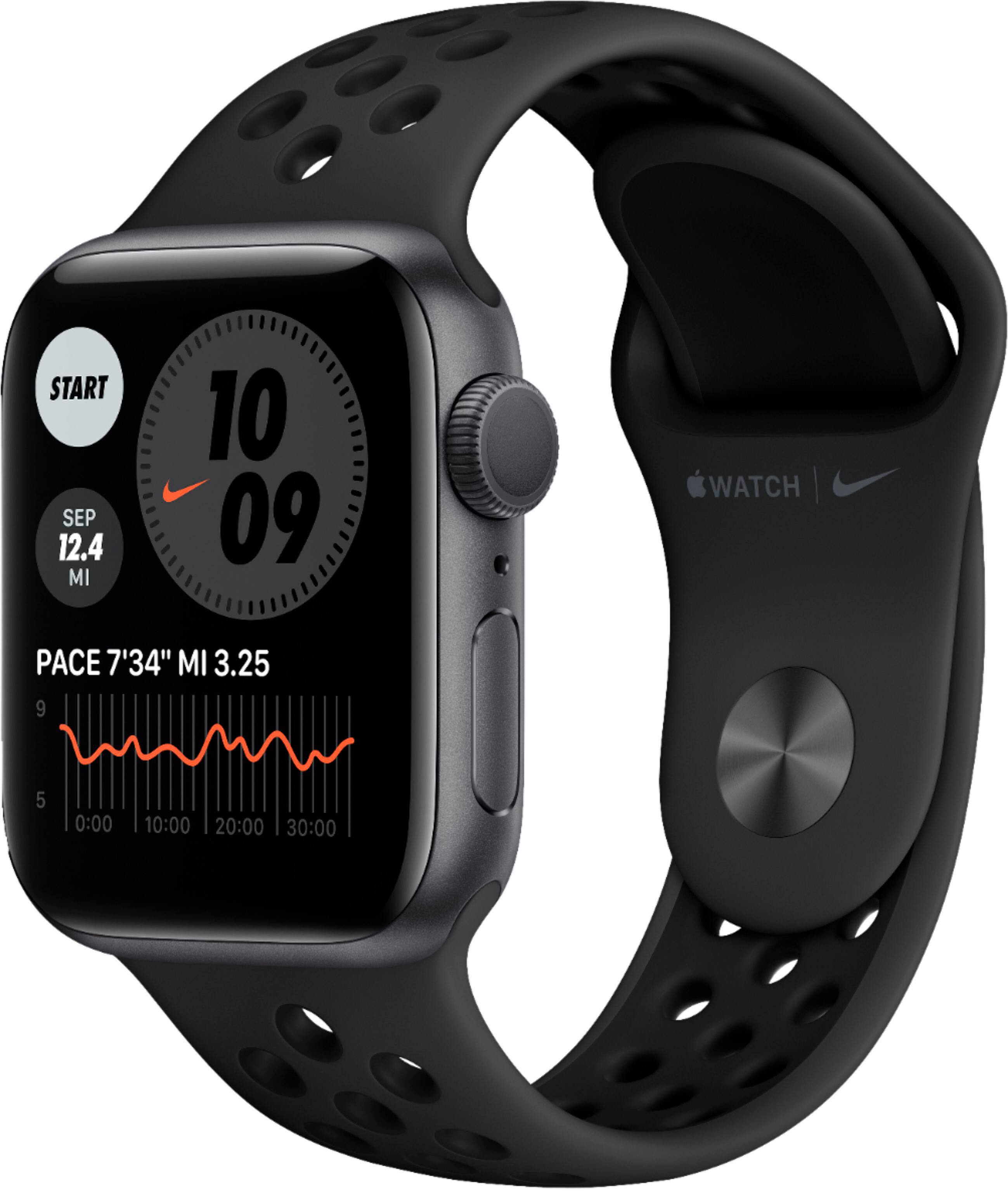 Front. Apple - Refurbished Apple Watch Nike Series 6 (GPS) 40mm Space Gray Aluminum Case with Anthracite/Black Nike Sport Band - Space Gray.