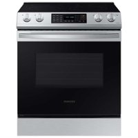 Samsung - 6.3 cu. ft. Smart Slide-in Electric Range with Air Fry and Convection - Stainless Steel - Front_Zoom