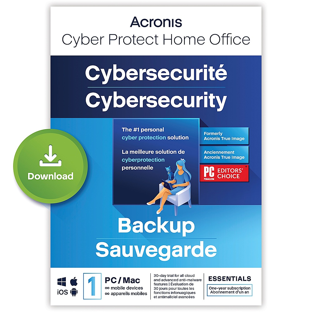 Acronis - Cyber Protect Home Office Essentials (1-Device) (1-Year Subscription) - Android, Apple iOS, Mac OS, Windows [Digital]