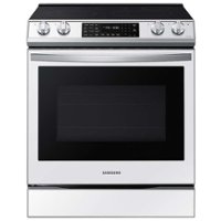 Samsung - Bespoke 6.3 cu. ft. Smart Front Control Slide-In Electric Range with Air Fry & Wi-Fi - White Glass - Front_Zoom