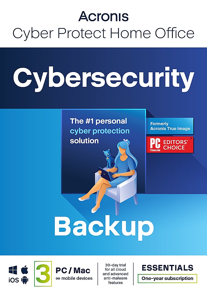 Acronis - Cyber Protect Home Office Essentials (3-Device) (1-Year Subscription) - Android, Apple iOS, Mac OS, Windows [Digital]