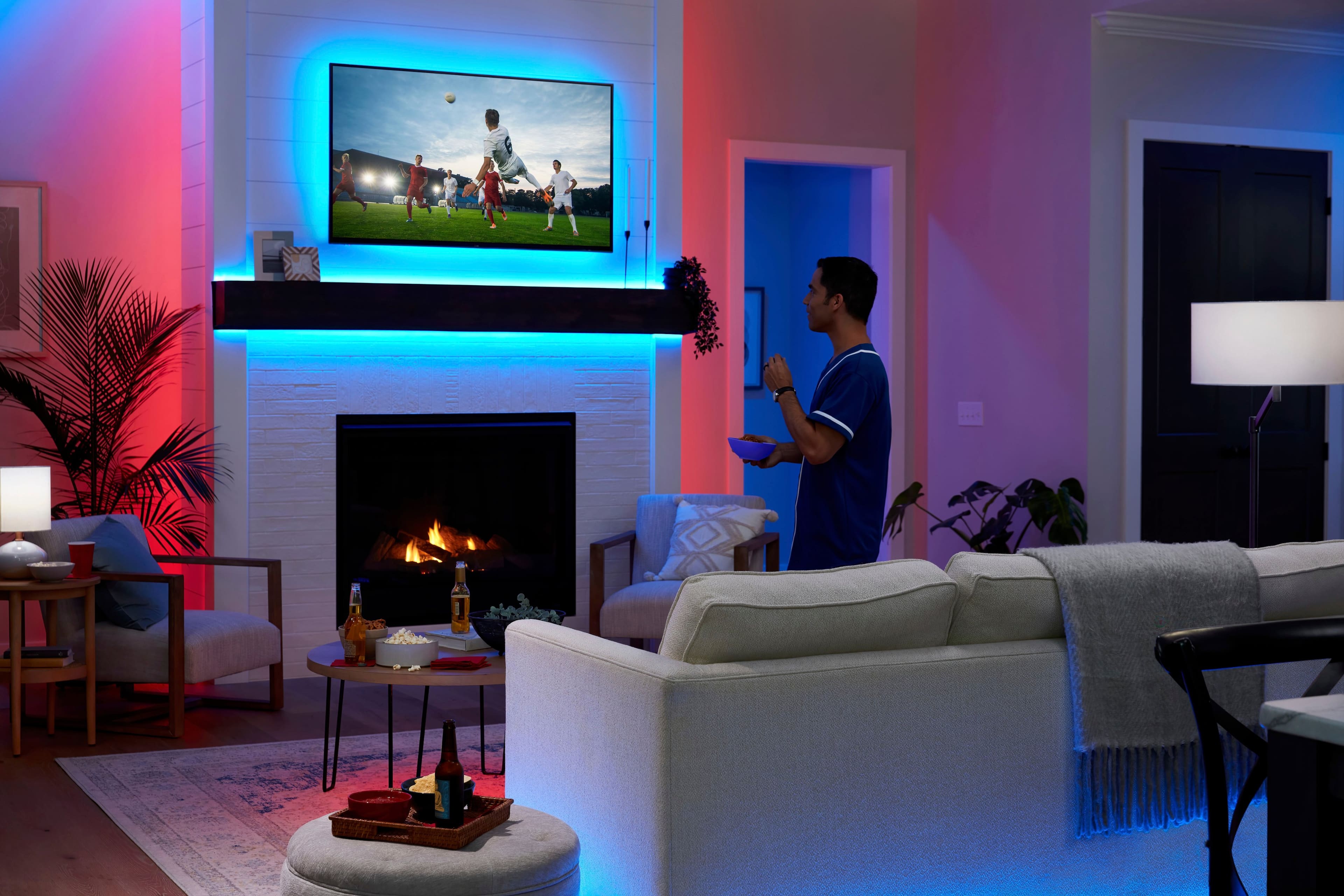 Alt View 13. GE - CYNC 16 foot Indoor Bluetooth/Wi-Fi Color Changing Smart LED Light Strip - Full Color.