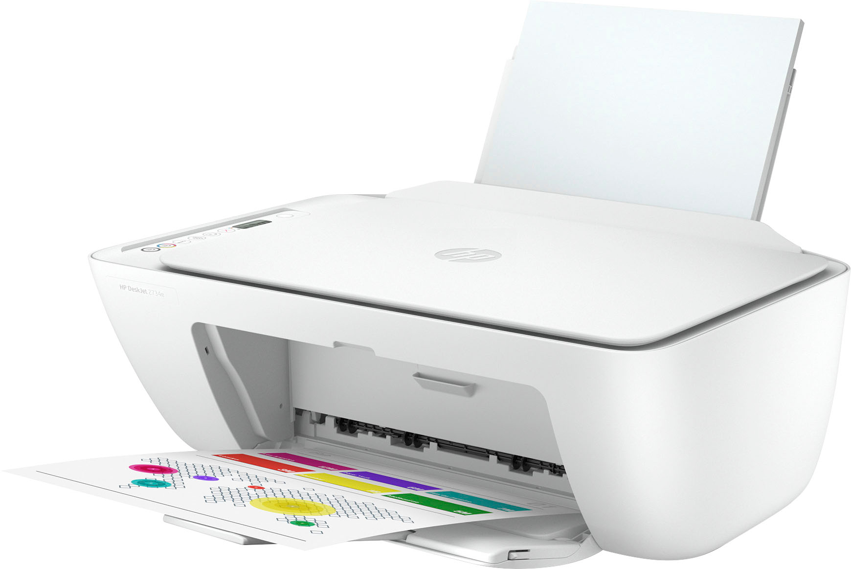 Left View: HP - DeskJet 2734e Wireless All-In-One Inkjet Printer with 3 months of Instant Ink included from HP+ - White
