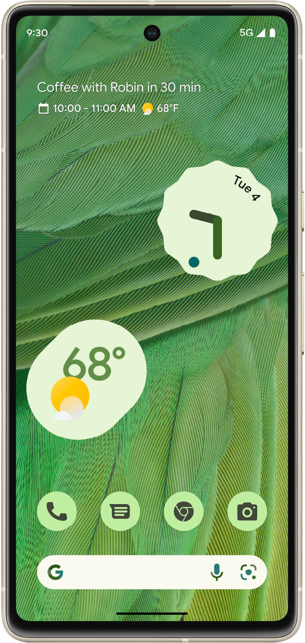 Left View: Google - Pixel 7 256GB (Unlocked) - Lemongrass