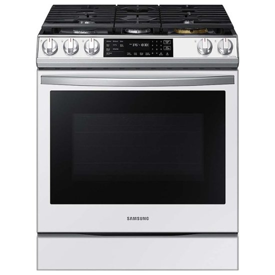 Samsung – Bespoke 6.0 cu. ft. Smart Front Control Slide-In Gas Range with Air Fry & Wi-Fi – White glass