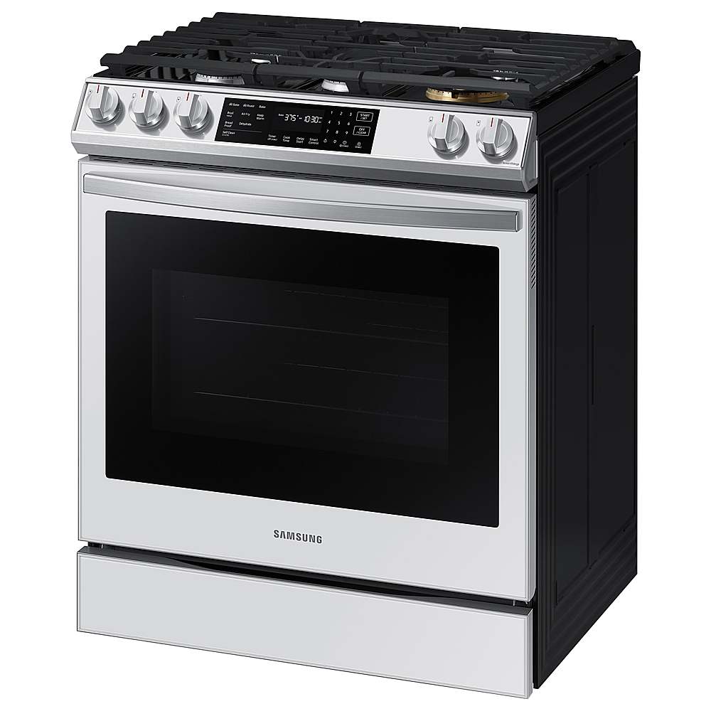 Alt View 16. Samsung - BESPOKE 6.0 cu. ft. Smart Front Control Slide-In Gas Range with Air Fry & Wi-Fi - White Glass.