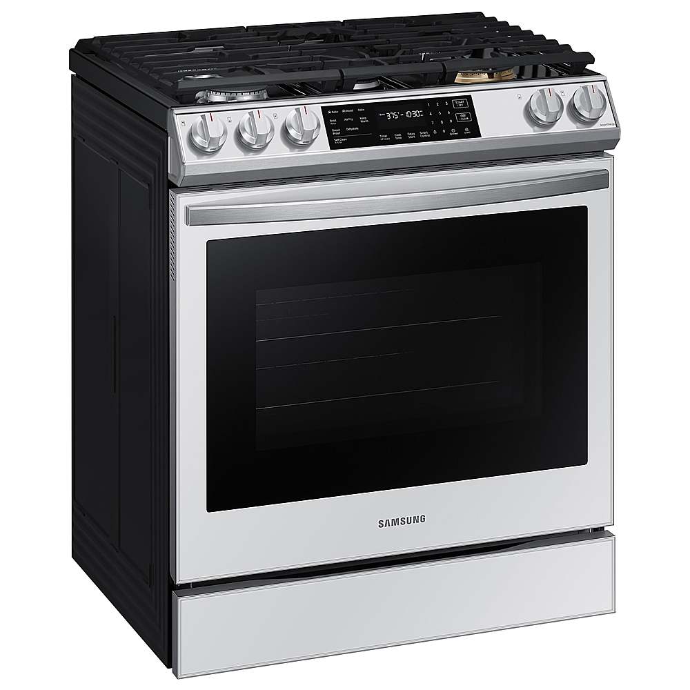 Alt View 19. Samsung - BESPOKE 6.0 cu. ft. Smart Front Control Slide-In Gas Range with Air Fry & Wi-Fi - White Glass.