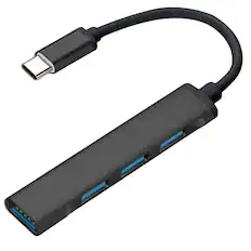 Front. Sanoxy - USB-C Type C to USB 3.0 4 Port Hub Splitter-Black - Black.