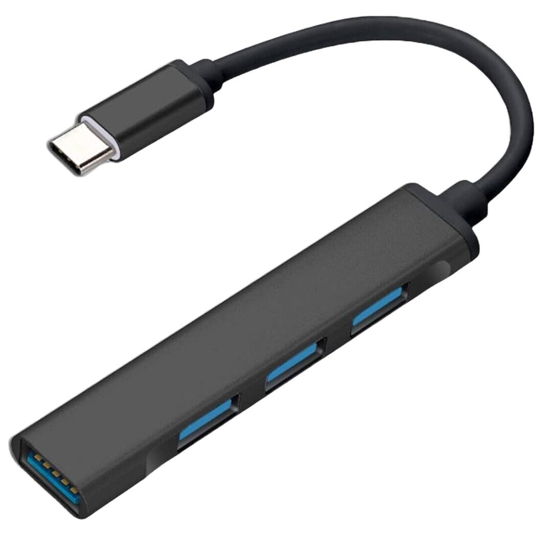 Front. Sanoxy - USB-C Type C to USB 3.0 4 Port Hub Splitter-Black - Black.