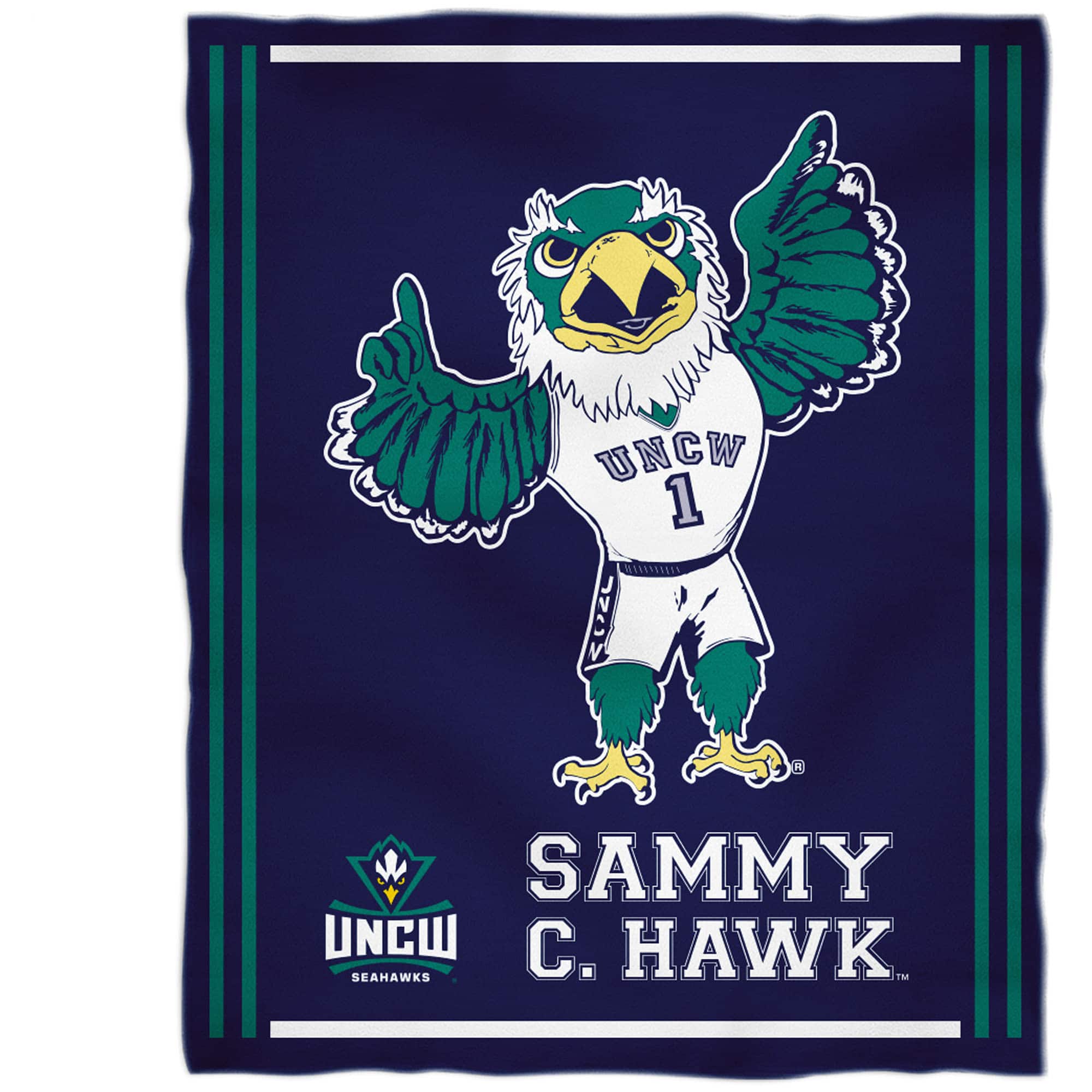 Vive La Fete - UNC Wilmington Seahawks 36'' x 48'' Children's Mascot Plush Blanket - Multicolor