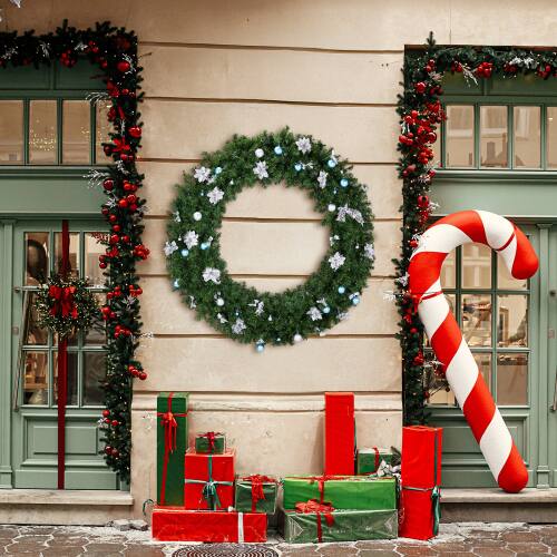 Alt View 8. Winado - 60in Pre-lit Artificial Christmas Wreath Outdoor with LED Lights for Holiday Decoration - Light Green.