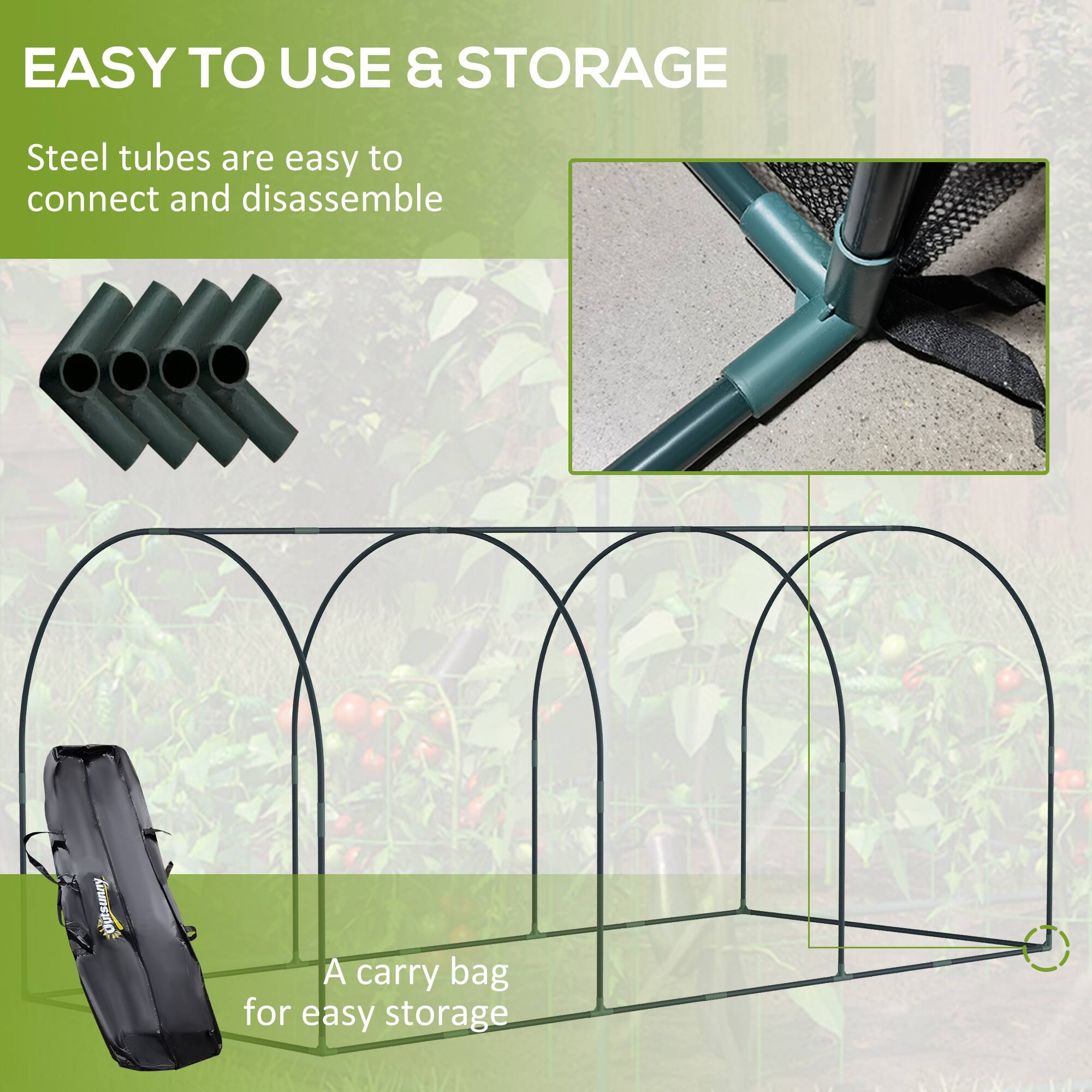 EASY TO USE & STORAGE

Steel tubes are easy to connect and disassemble

A carry bag for easy storage