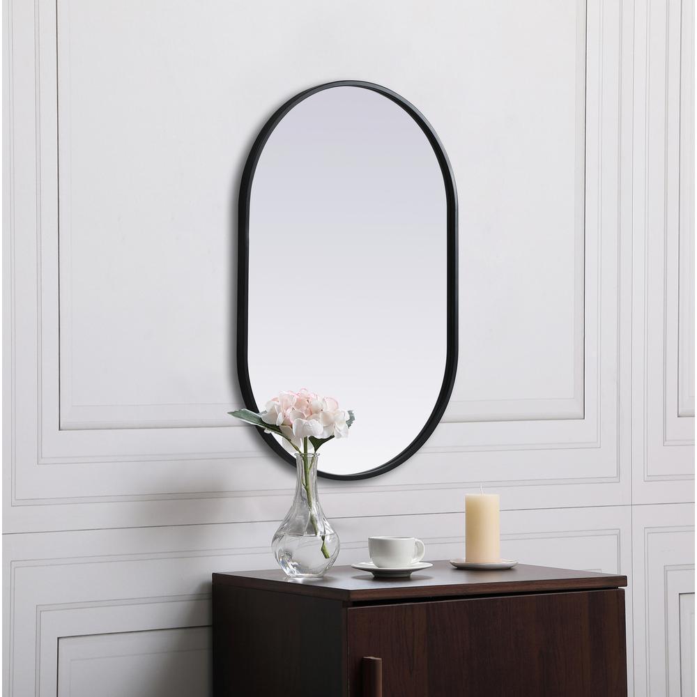 Alt View 7. Elegant Decor - Metal Frame Oval Mirror 20x30 Inch in Black - Black.