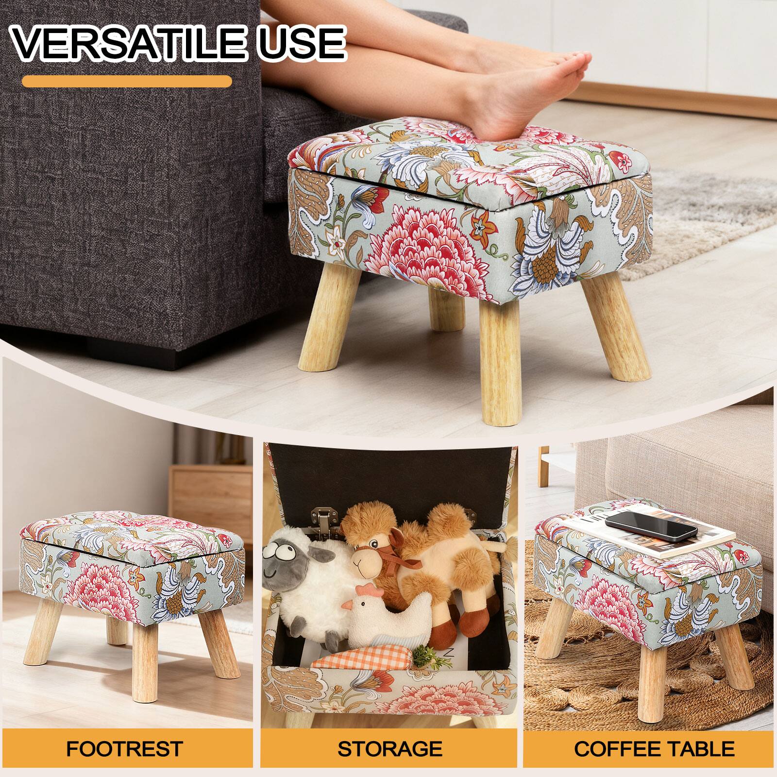 VERSATILE USE

FOOTREST
STORAGE
COFFEE TABLE