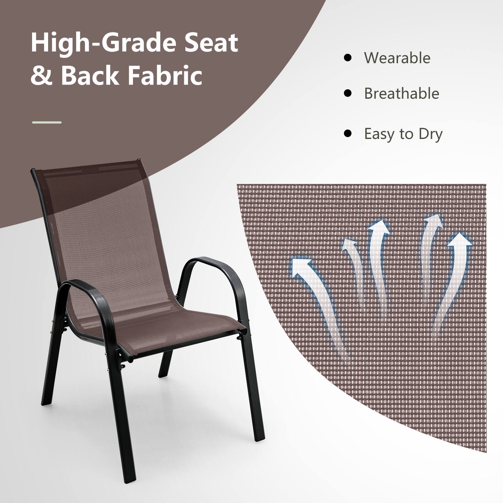High-Grade Seat & Back Fabric

Wearable
Breathable
Easy to Dry