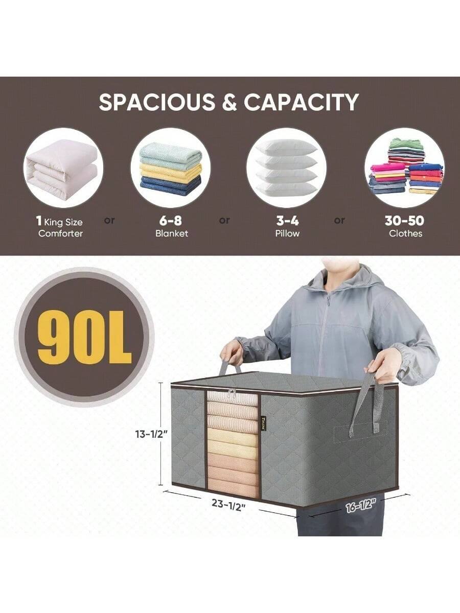 SPACIOUS & CAPACITY

1 King Size Comforter or 6-8 Blanket or 3-4 Pillow or 30-50 Clothes

90L

13-1/2" x 23-1/2" x 16-1/2"