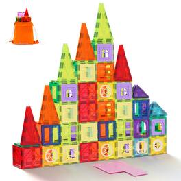 Glintex - Magnetic Building Tiles 121PCS Magnet Blocks with Car Bases Number Cards STEM Construction Toys Ages 5+