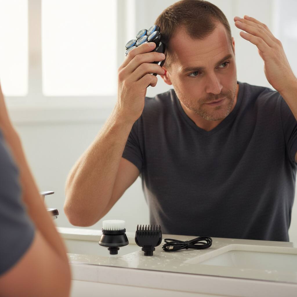 Alt View 1. Dazzed Corner - 7D Head Shaver for Bald Men, 5-in-1 Detachable, Wet/Dry Waterproof, USB Charging.