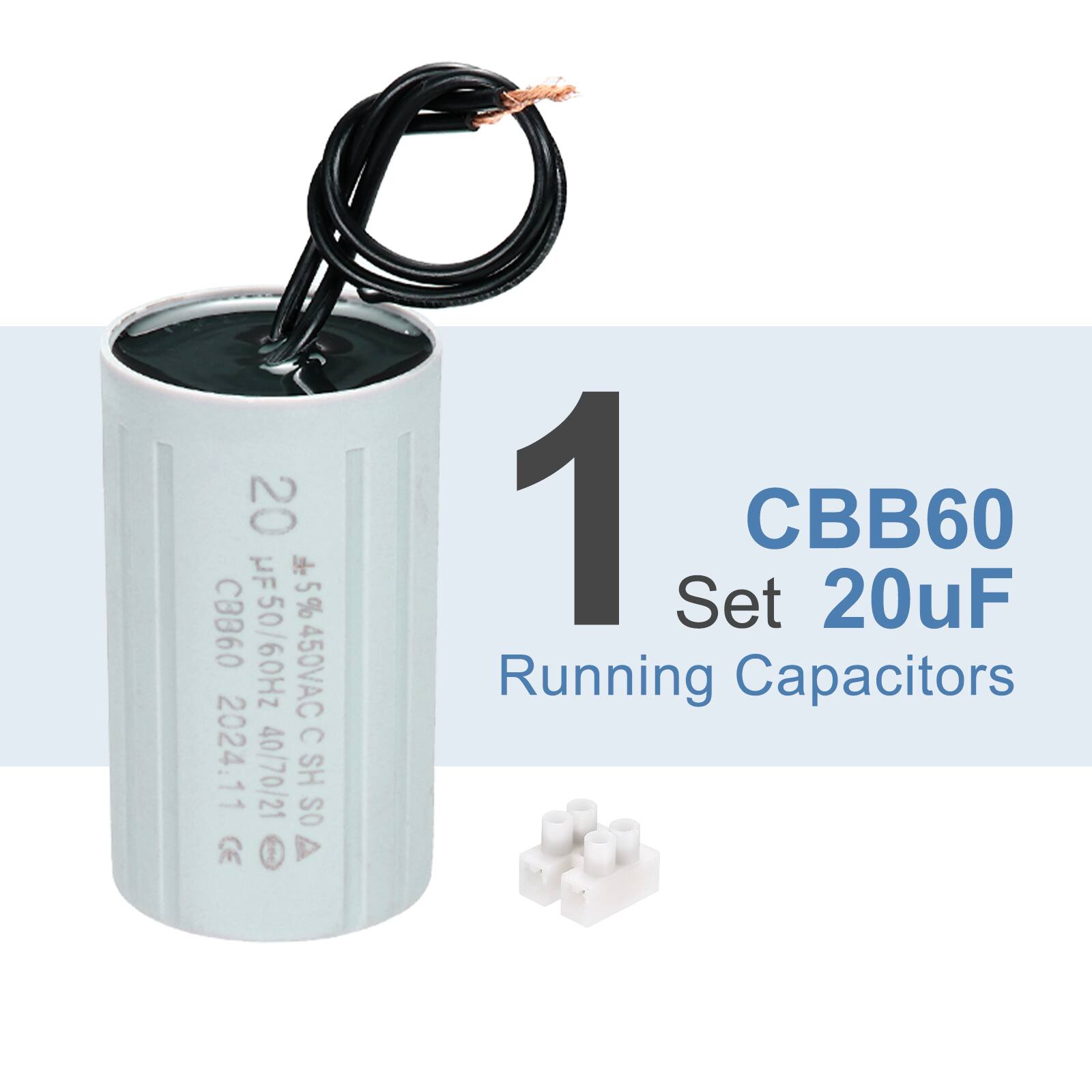 1 CBB60 Set 20uF Running Capacitors

20 µF 5% 450VAC C 2024.11 40/70/21 SH OS

CBB60 50/60Hz