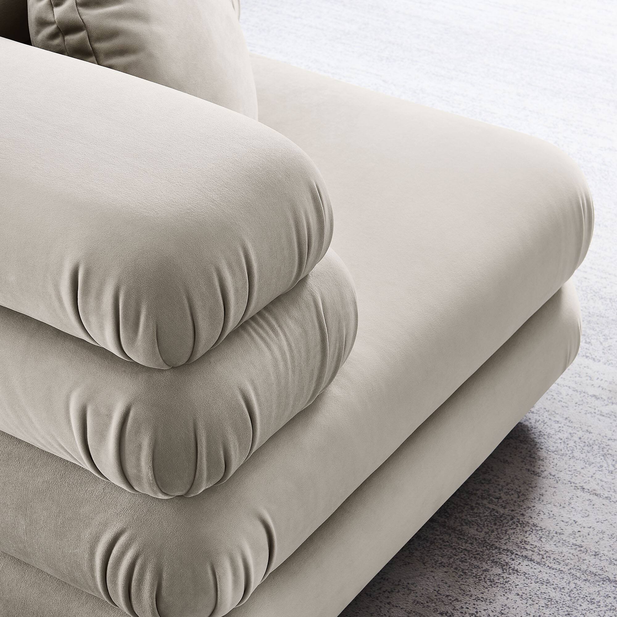 Alt View 6. Modway - Jubilee Modular Performance Velvet Corner Chair by Modway - Almond.