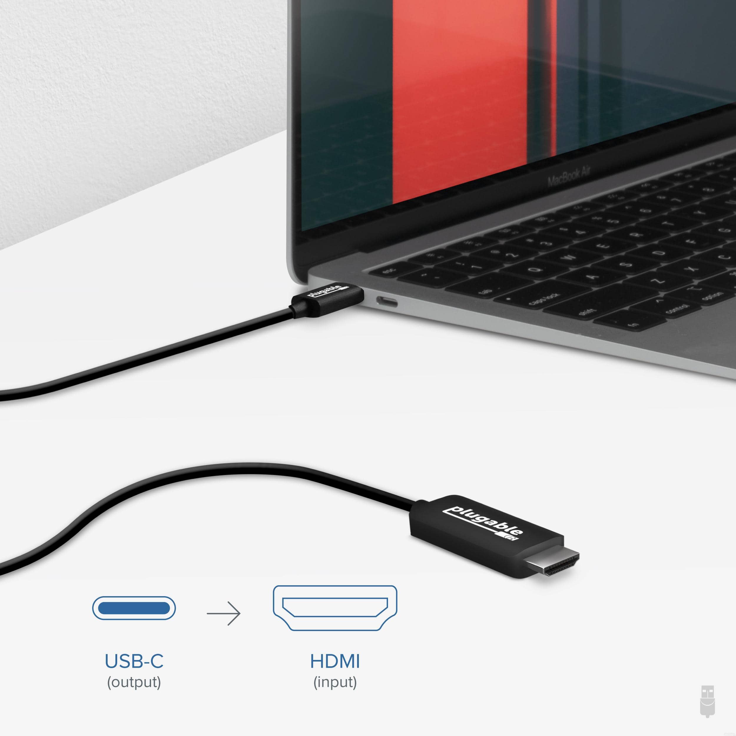 Plugable USB C to HDMI Cable 6ft / 1.8m, HDMI 2.0, USB4