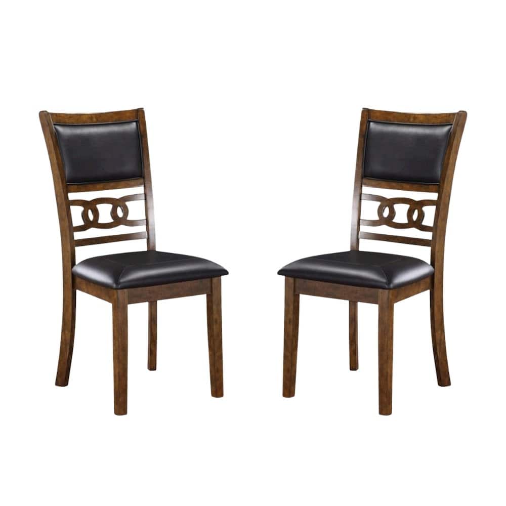 FurniFact - Faux Leather Dining Chairs Set of 2 Contemporary - Brown