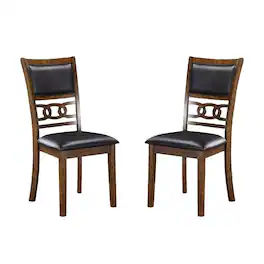 FurniFact - Faux Leather Dining Chairs Set of 2 Contemporary - Brown