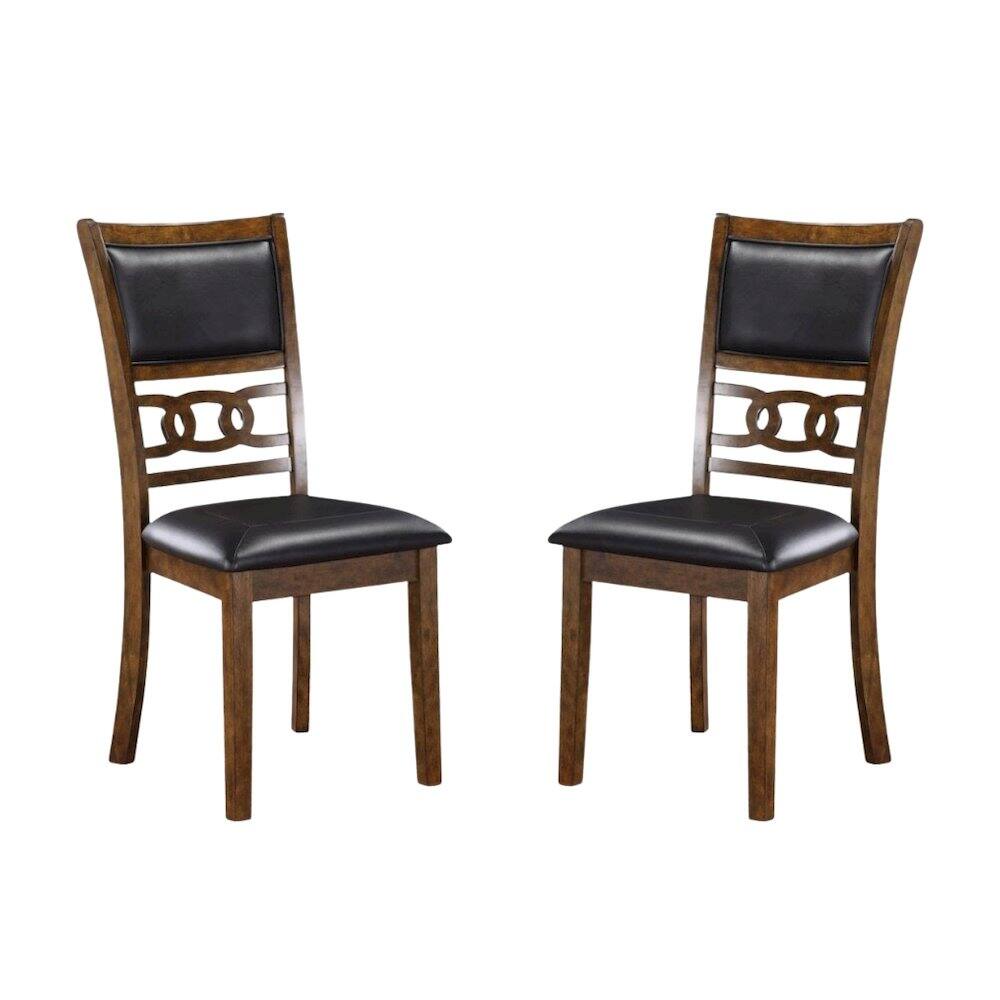Front. FurniFact - Faux Leather Dining Chairs Set of 2 Contemporary Brown - Brown.