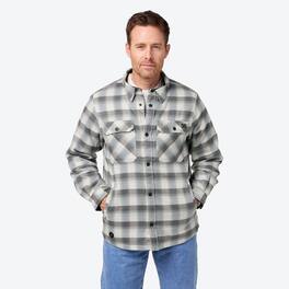 Mobile Warming - Men's Flannel Heated Jacket - Cream/Grey