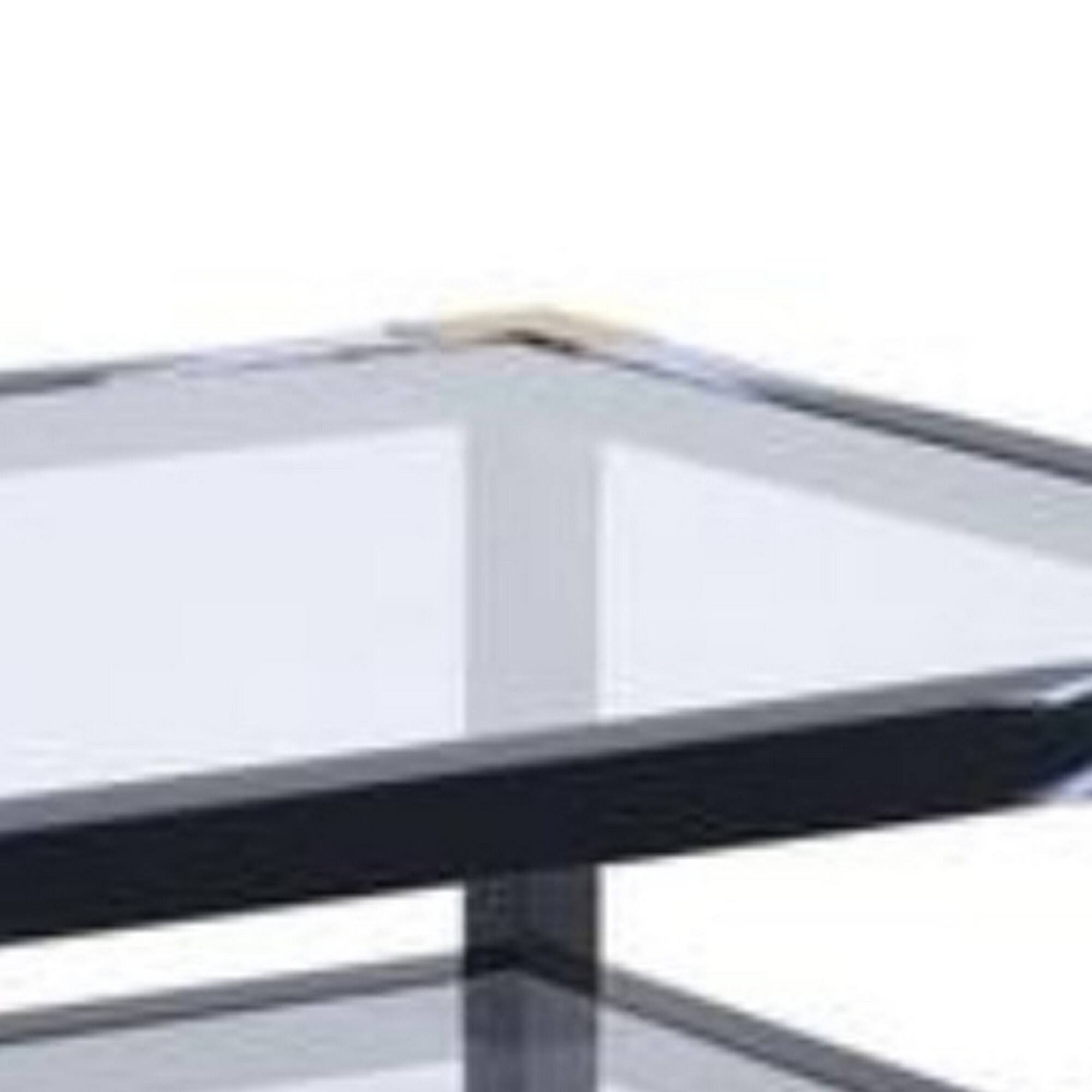 Alt View 2. Manhattan Lane - Rectangular Metal Coffee Table with Glass Top and Shelf - Black.