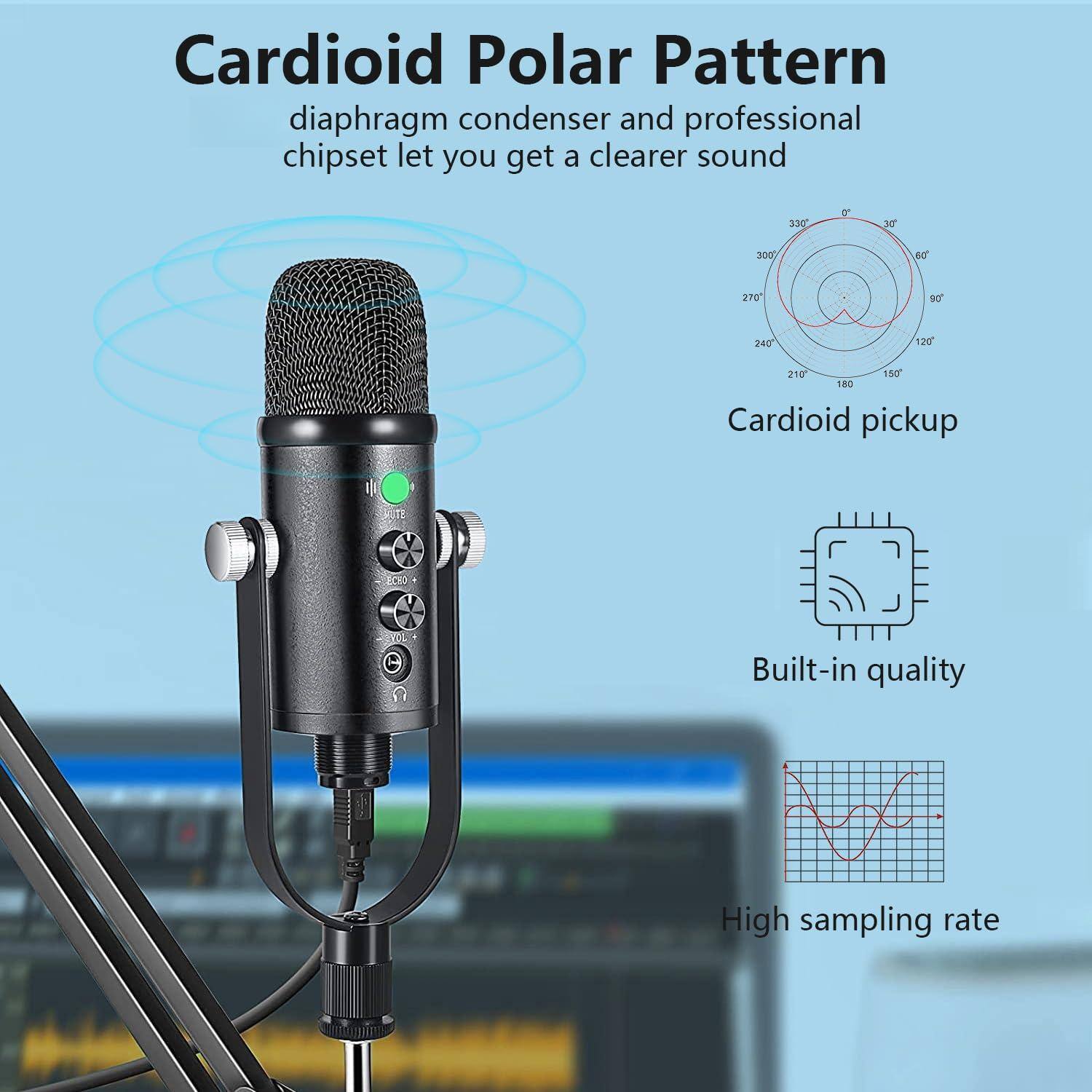 Cardioid Polar Pattern  
diaphragm condenser and professional chipset let you get a clearer sound  

Cardioid pickup  
Built-in quality  
High sampling rate